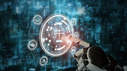 AI ethics or AI Law concept. Developing AI codes of ethics. Compliance, regulation, standard , business policy and responsibility for guarding against unintended bias in machine learning algorithms. 