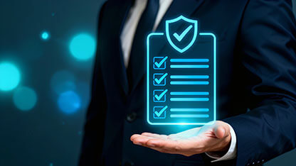 Businessman checking compliance document and contract requirements, corporate policy governance process, legal regulation control, ethical rule evaluation, quality efficiency audit and management 