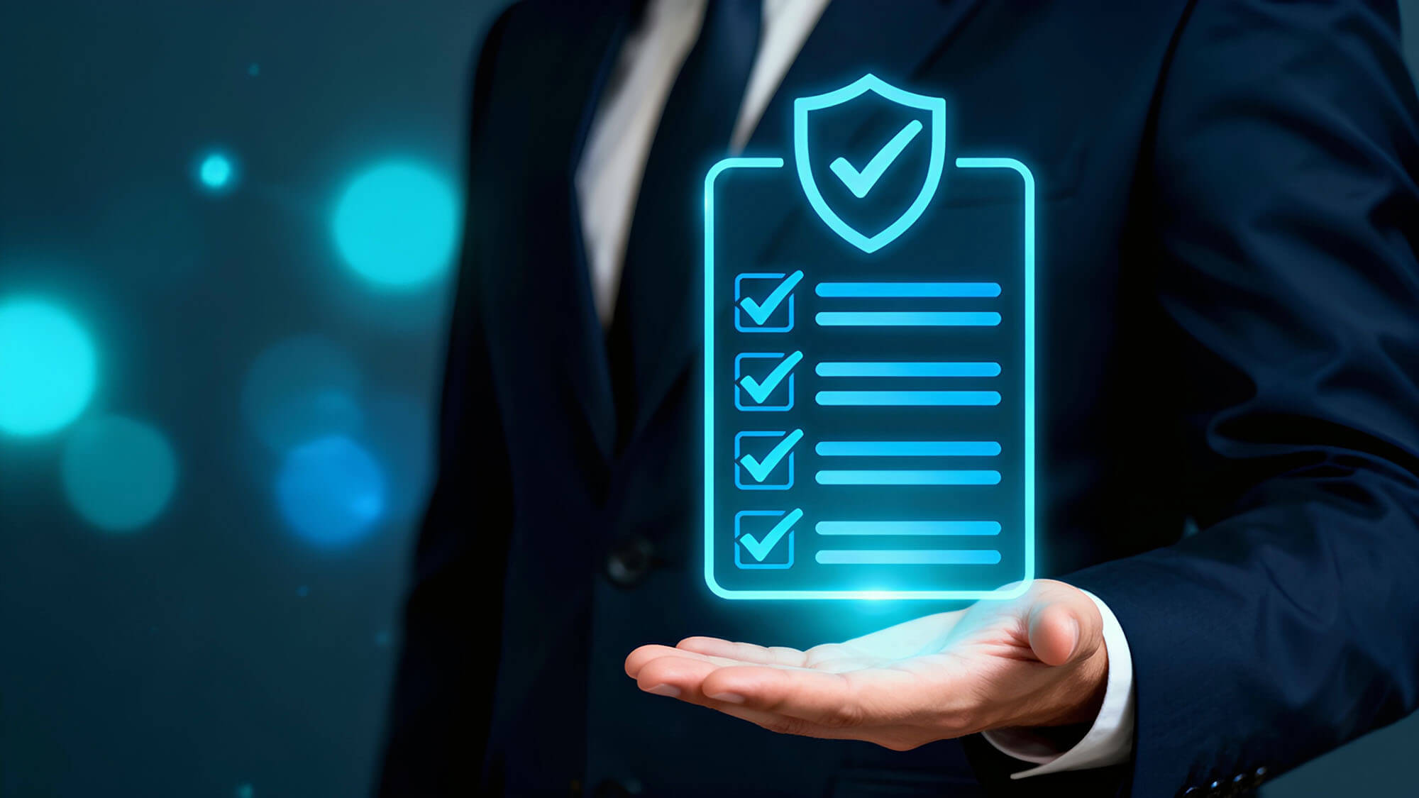 Businessman checking compliance document and contract requirements, corporate policy governance process, legal regulation control, ethical rule evaluation, quality efficiency audit and management 