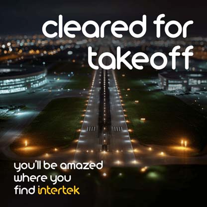 Lit airport runway at night