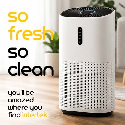 An air purifier sitting on the floor