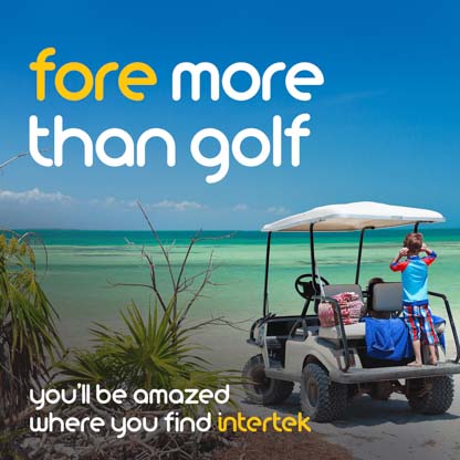 A golf cart parked next to the beach