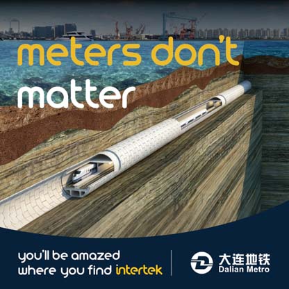 A rendered illustration of passenger train in an underground tunnel